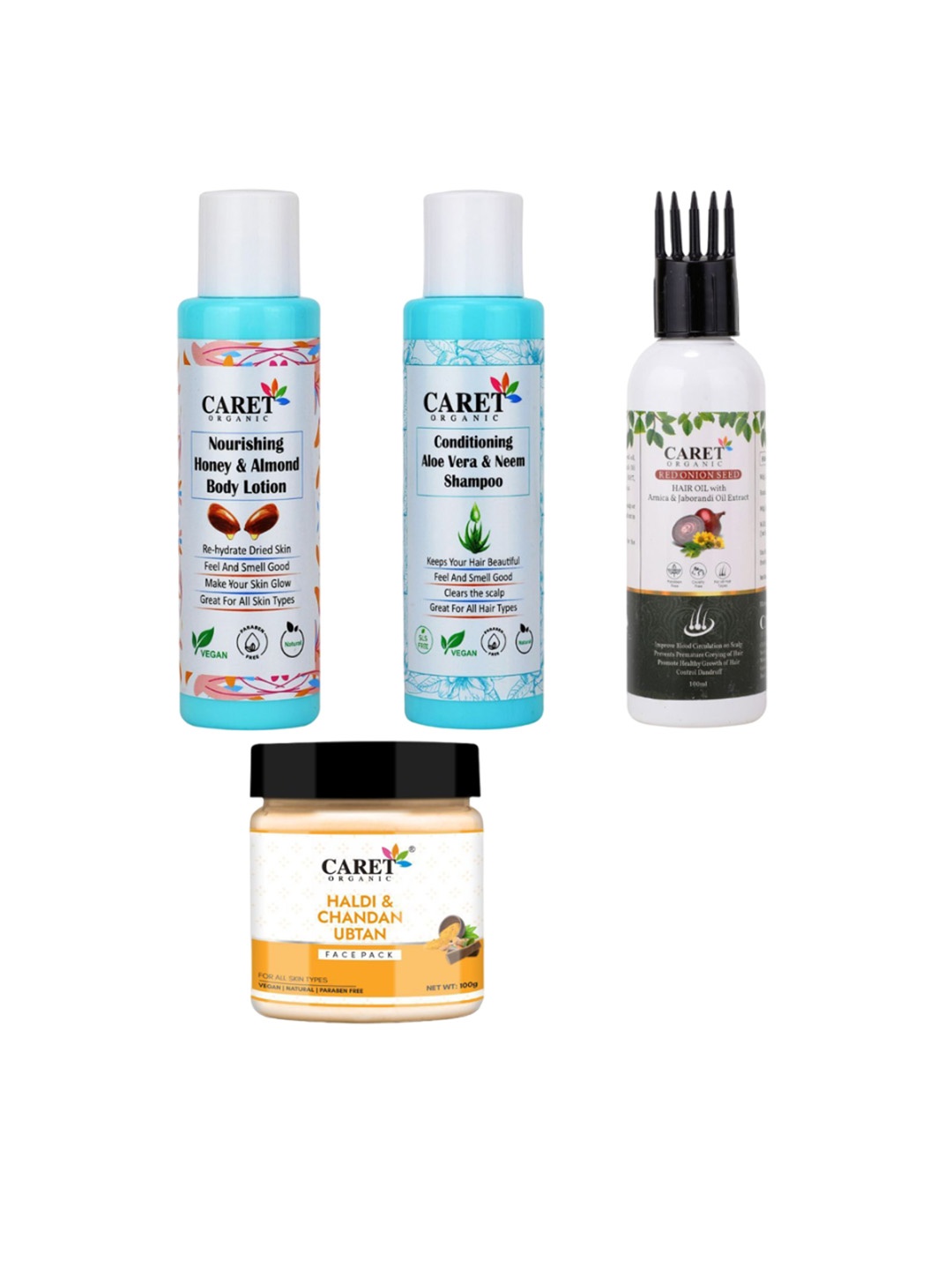

CARET ORGANIC Set Of 4 Bath and Body Combo, White