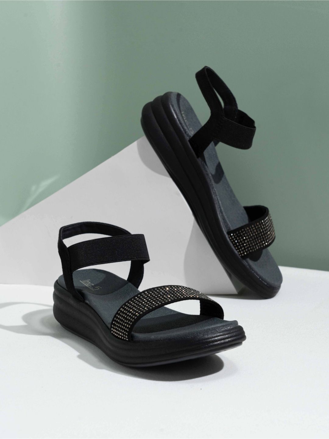 

Inc 5 Embellished Comfort Heel Sandals, Black