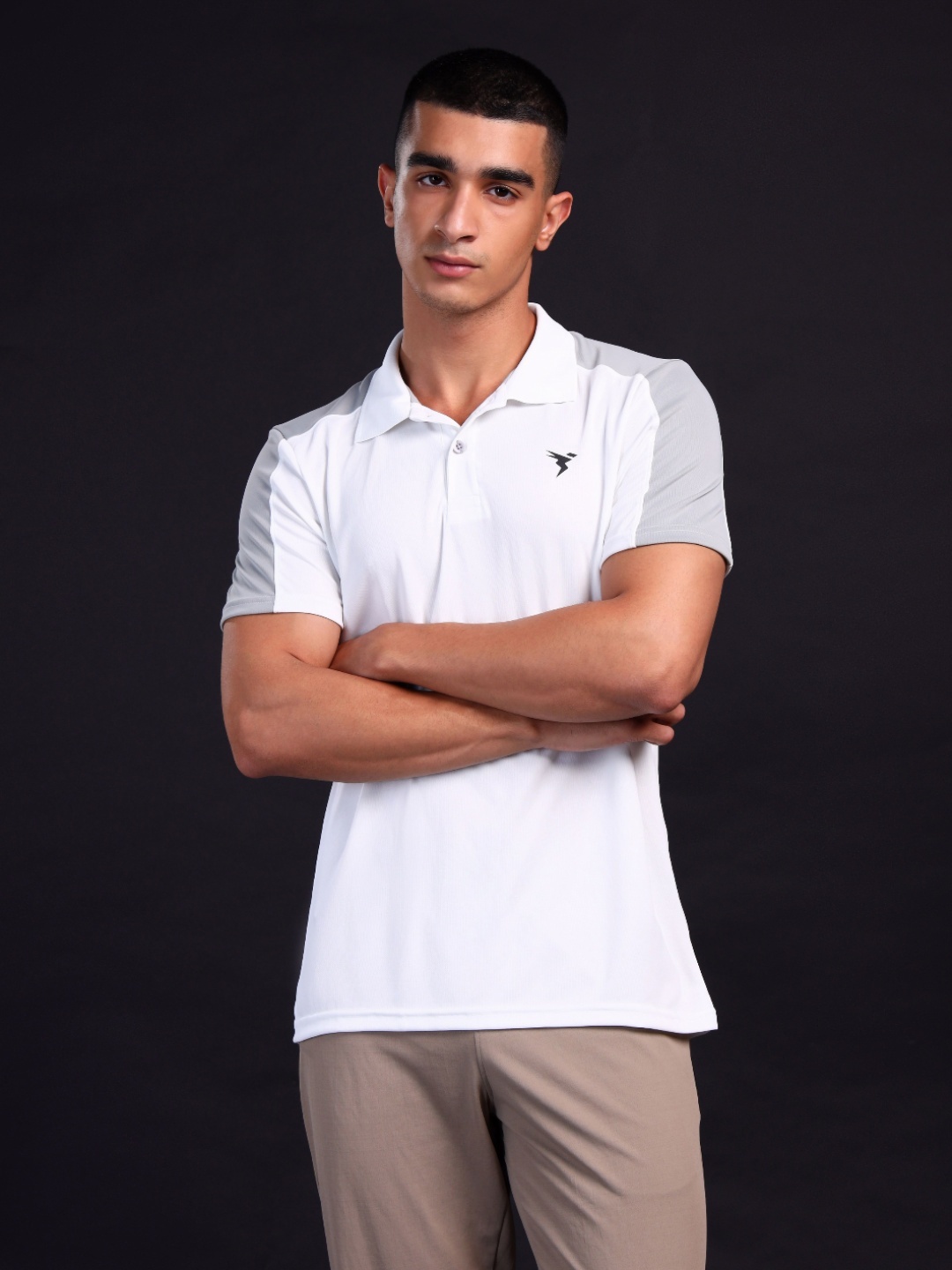 

Technosport Men Colourblocked Polo Collar Anti Static Slim Fit T-shirt, White