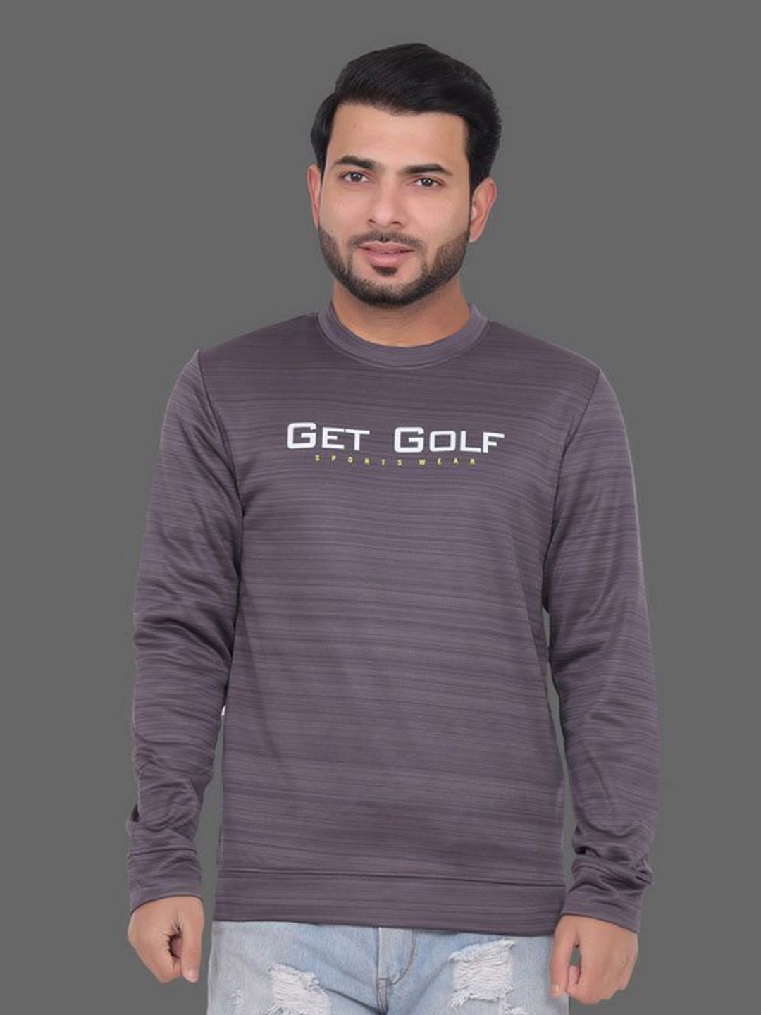 

GET GOLF Men Graphic Printed Sweatshirt, Grey