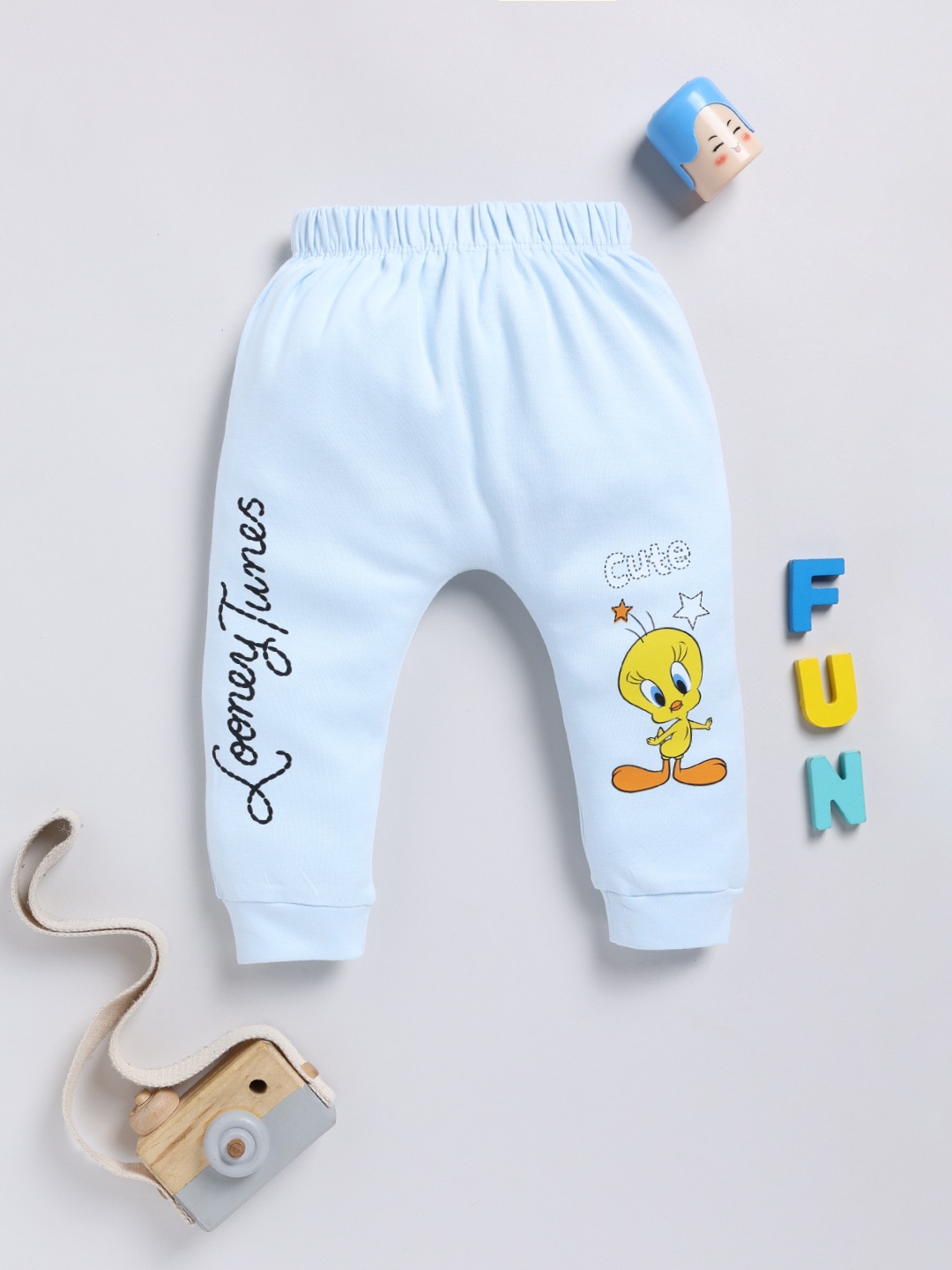 

Infants Stylish Infant Girls Tweety Printed Pure Cotton Joggers, Blue