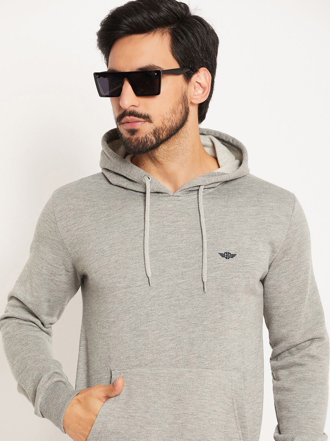 

GET GOLF Men Solid Hooded Sweatshirt, Grey