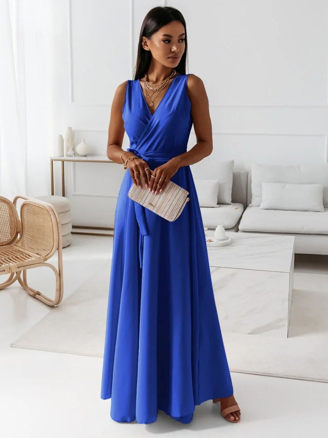 

StyleCast Women V-Neck Sleeveless Maxi Dress, Blue