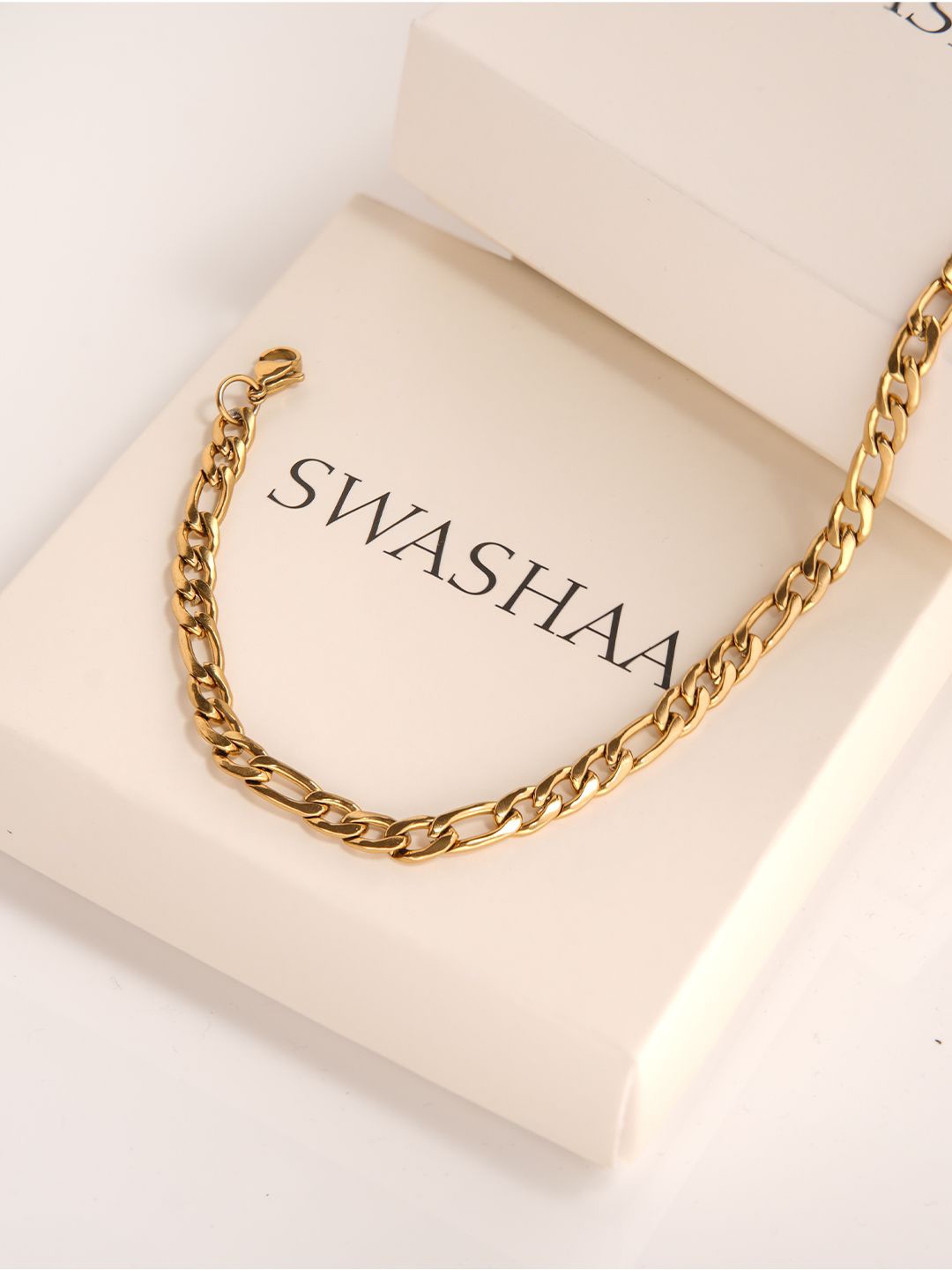 

SWASHAA Men Carron 18K Gold Plated Stainless Steel Chain