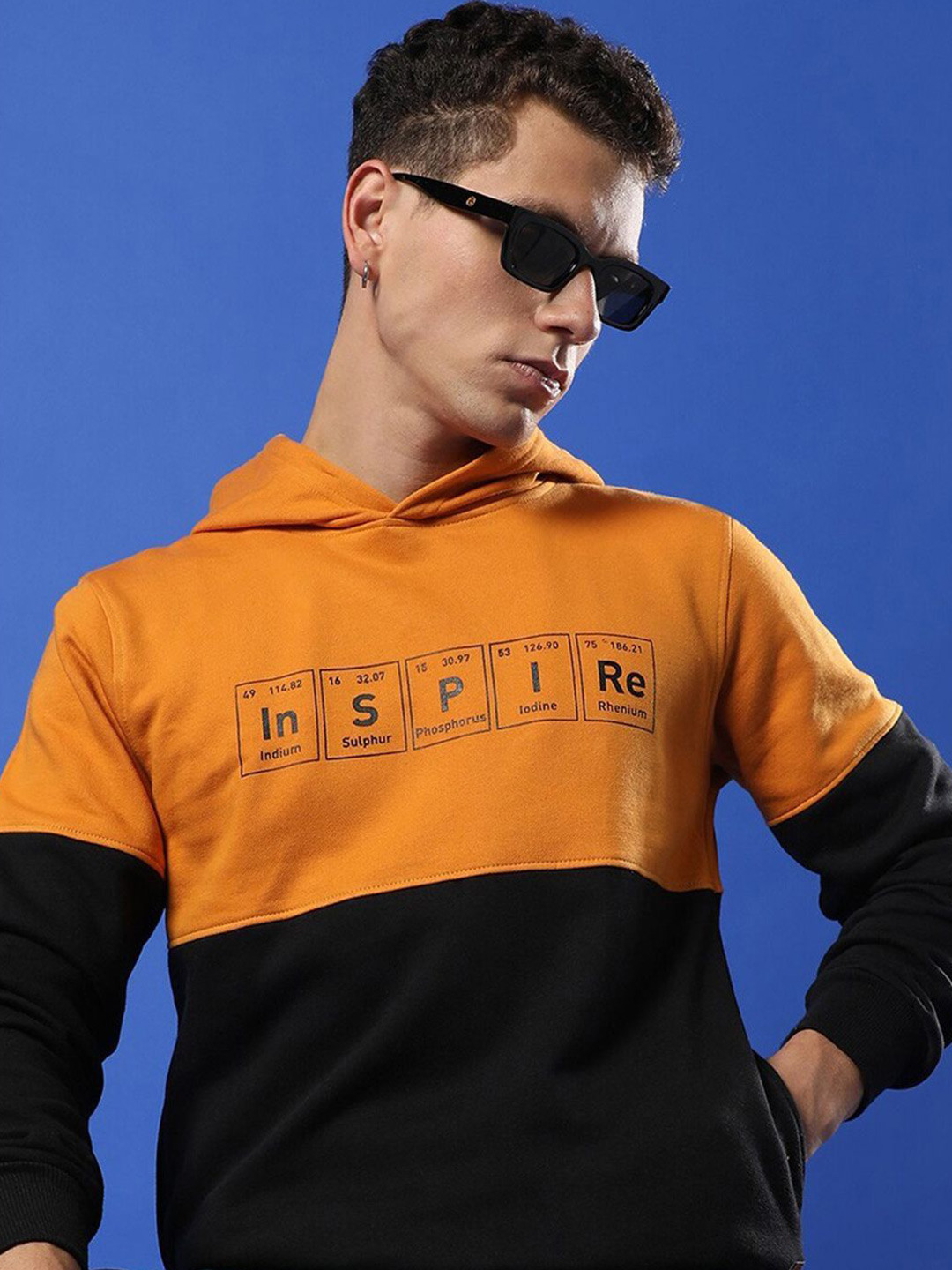 

GET GOLF Men Colourblocked Hooded Long Sleeves Pullover Sweatshirt, Mustard