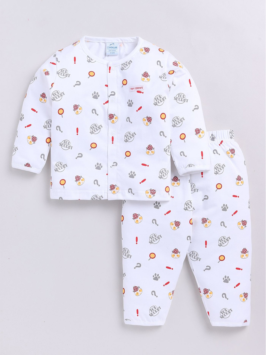 

Dollar Boys Printed Round Neck Long Sleeves Shirt With Trouser, White