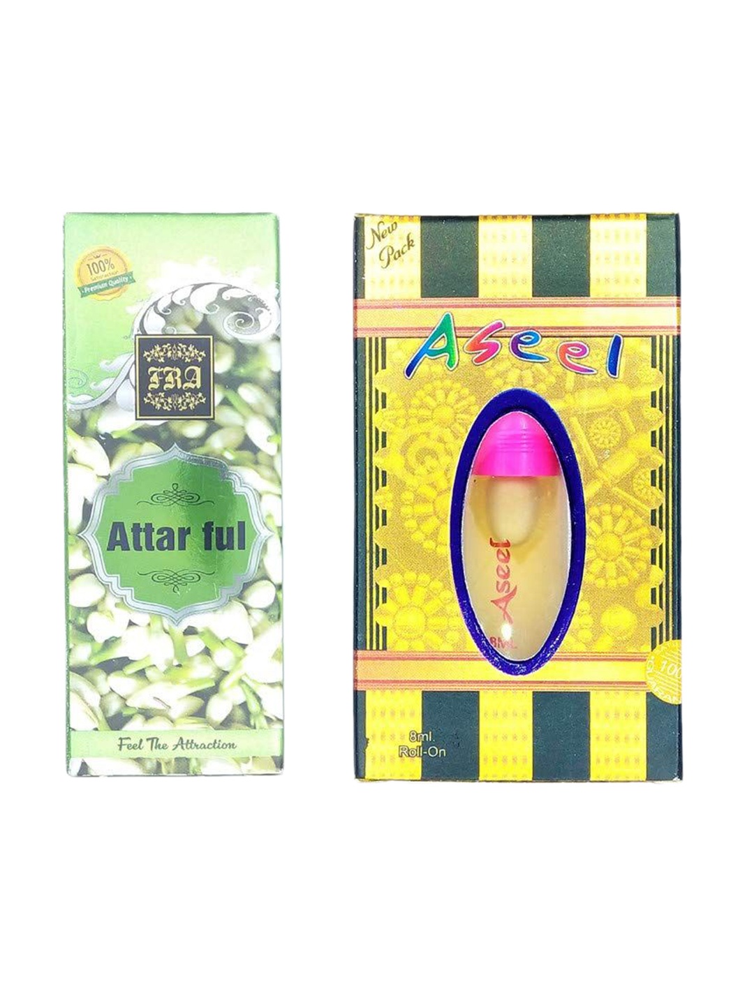 

RAVIOUR LIFESTYLE Set Of 2 Ful & Aseel Real Alcohol-Free Attar - 8ml Each, Transparent