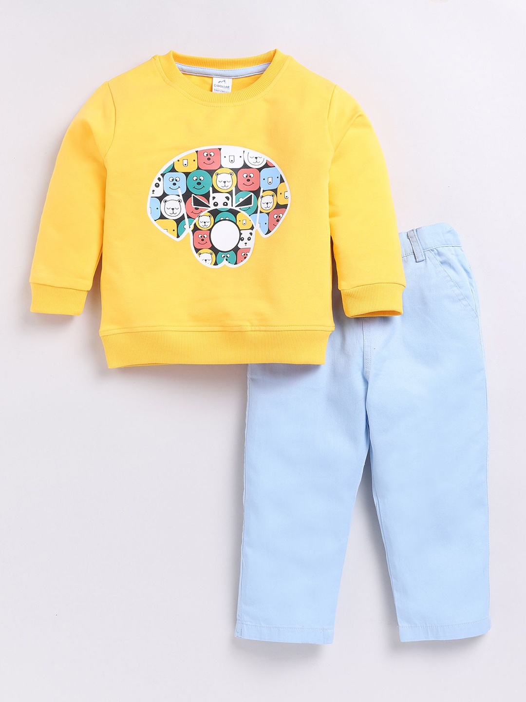 

Dollar Boys Printed Round Neck Long Sleeves Sweatshirt With Trouser, Yellow