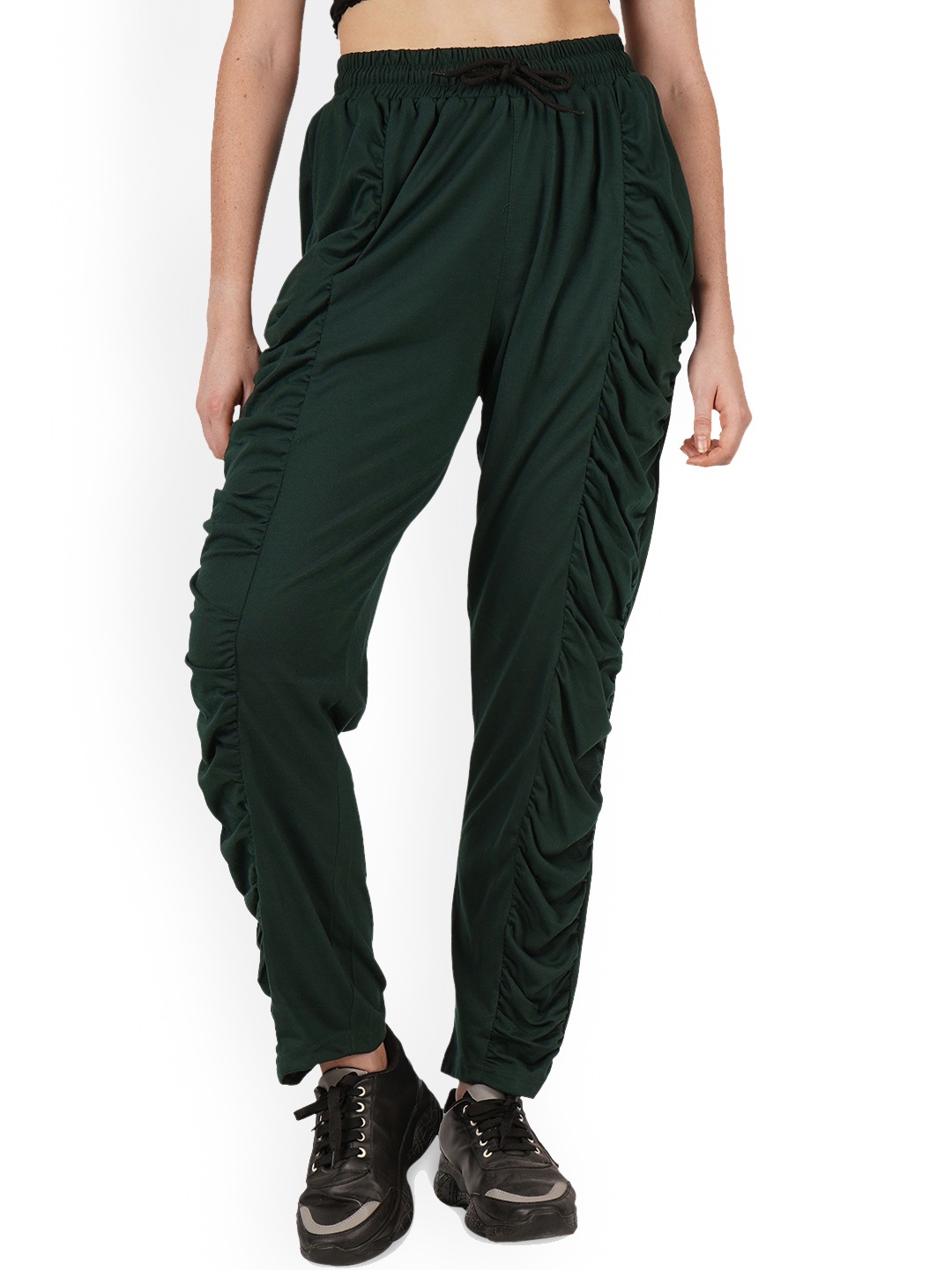 

Fashionable Women Cotton Mid-Rise Track Pants, Green