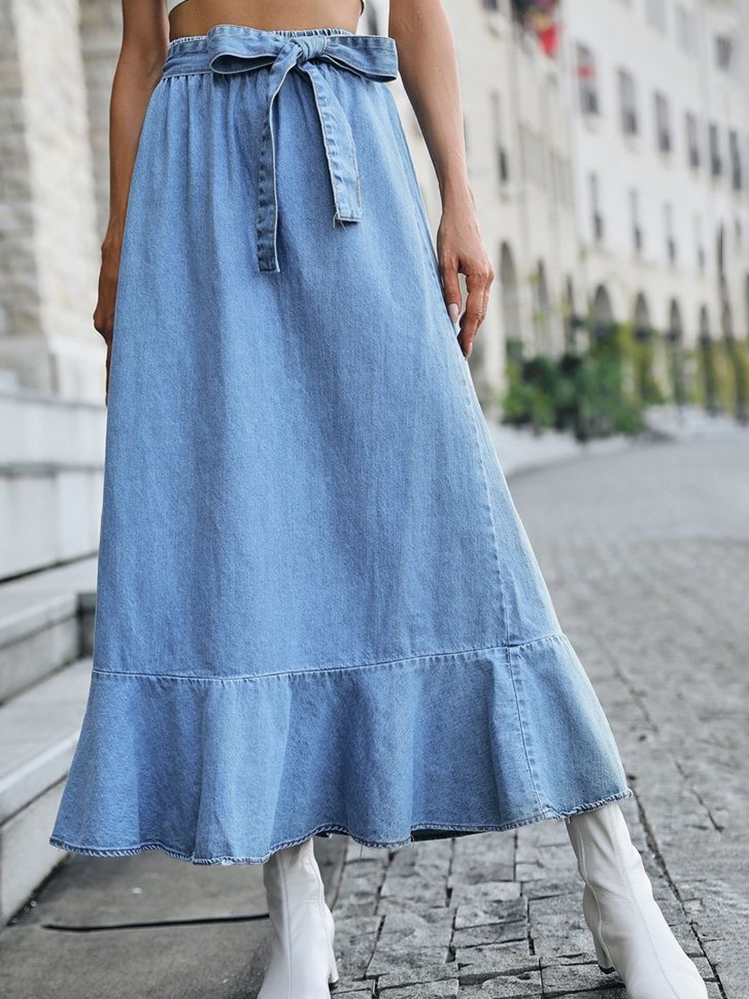 

LULU & SKY A-Line Denim Maxi Skirt, Blue