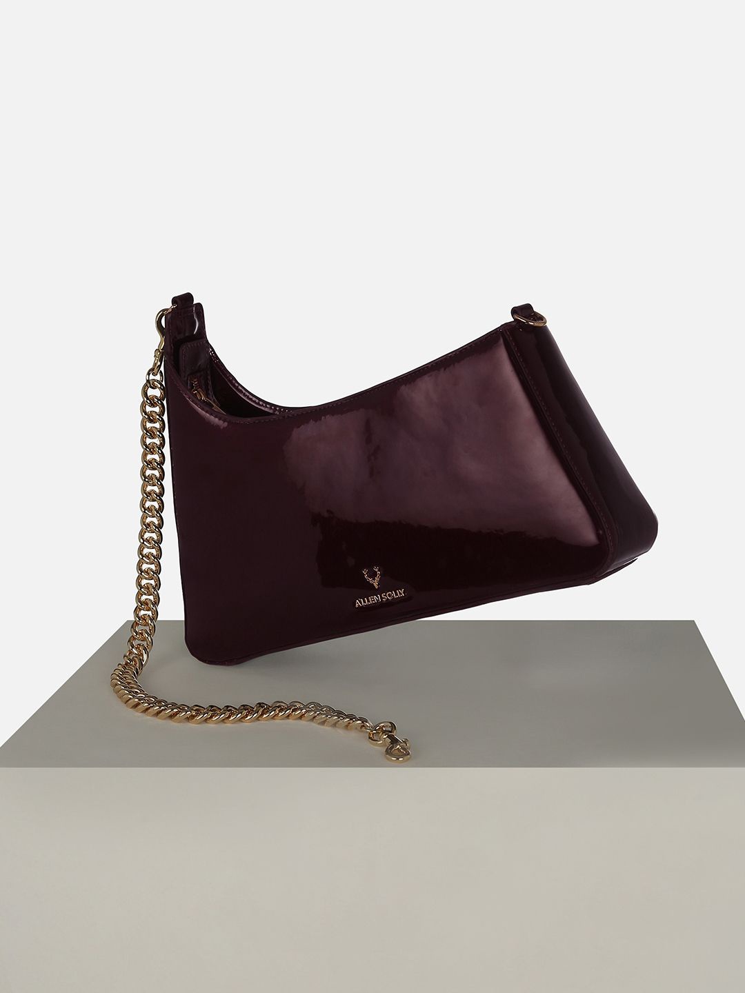 

Allen Solly Woman Solid Half Moon Shoulder Bag, Maroon