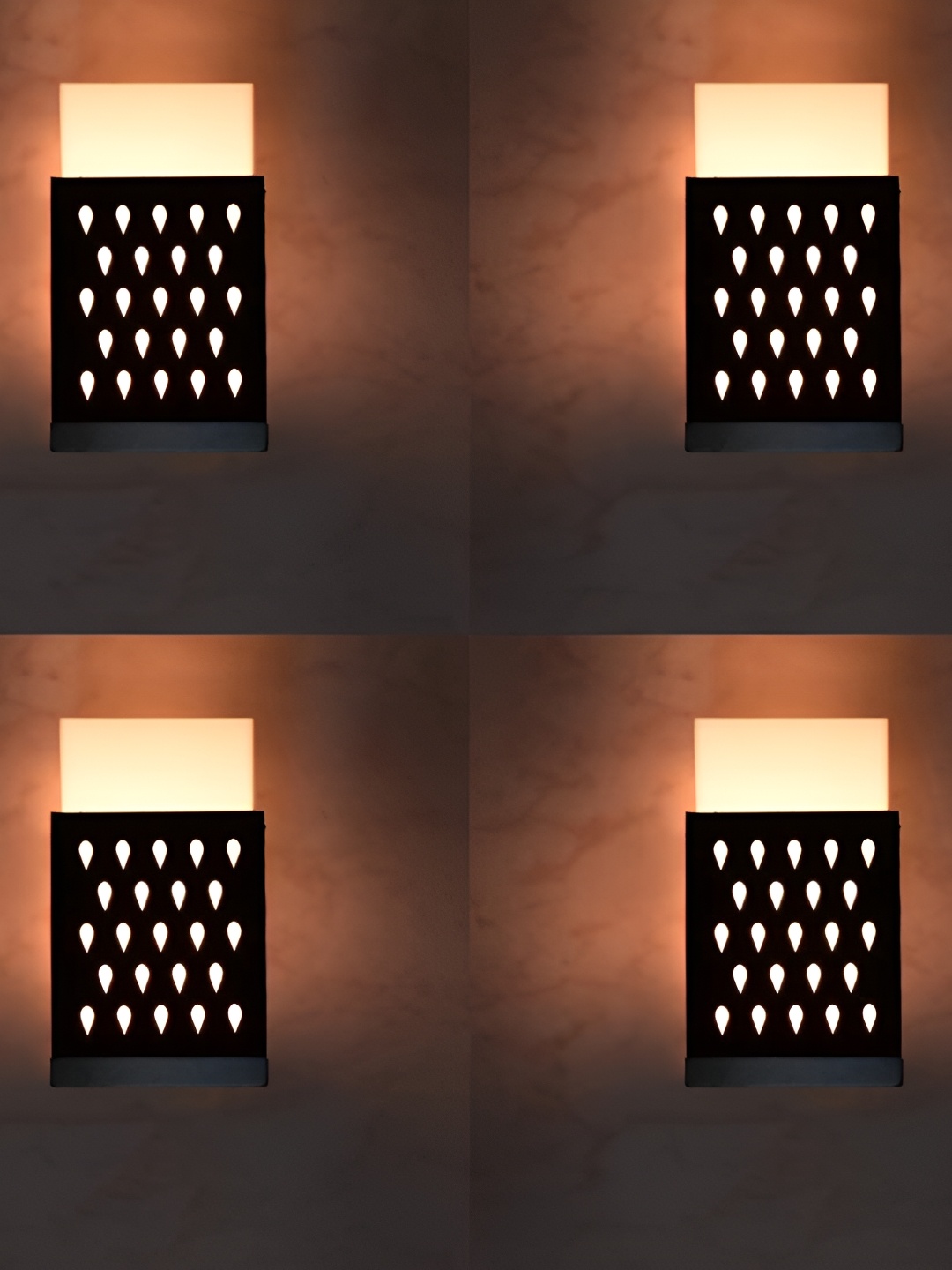 

Gojeeva Black 4 Pieces Wooden Square Shaped Wall Lamps