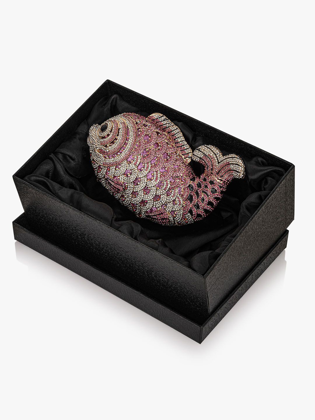 

Kazo Embellished Rhinestone Studded Fish Box Clutch, Pink