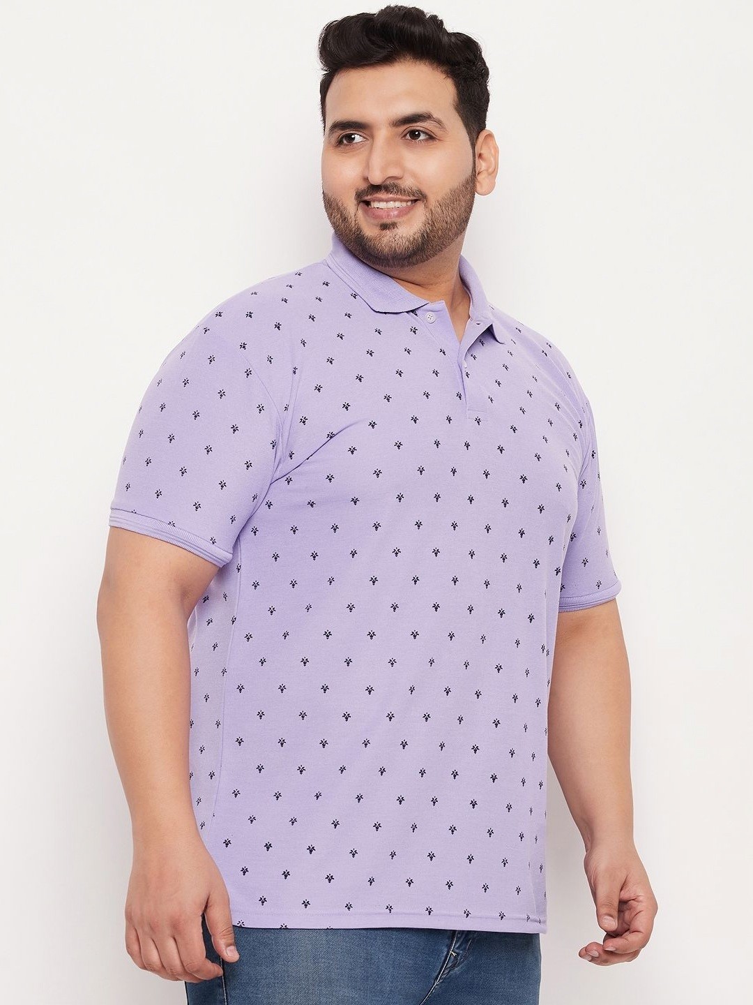 

GET GOLF Men Plus Size Graphic Printed Polo Collar Cotton T-shirt, Purple