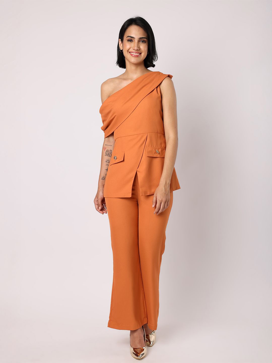 

BLANC9 One Shoulder Top With Trouser, Orange