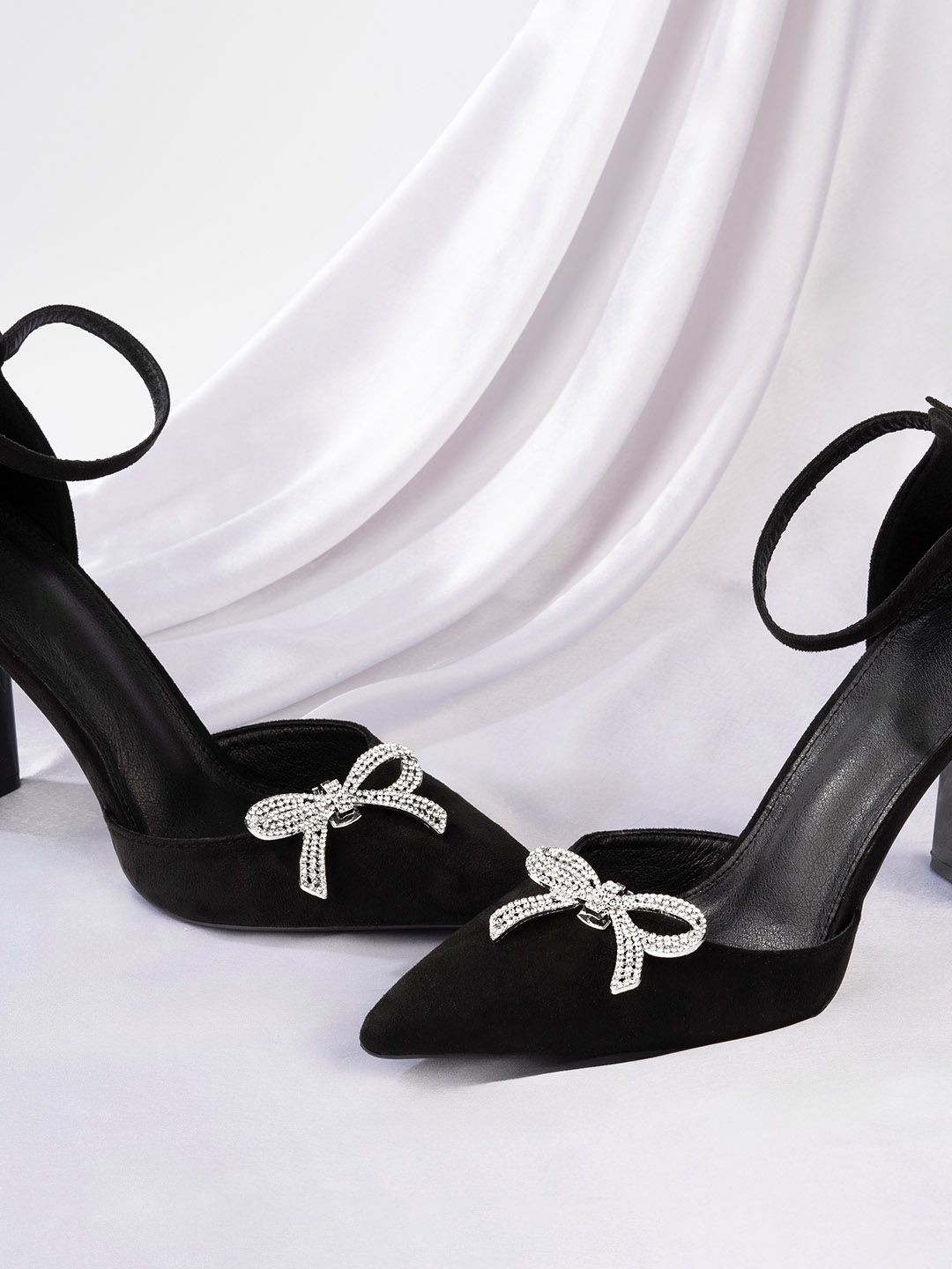 

JOKER & WITCH Set Of 2 Coquette Stone Studded Shoe Charm Jibbitzas, Silver