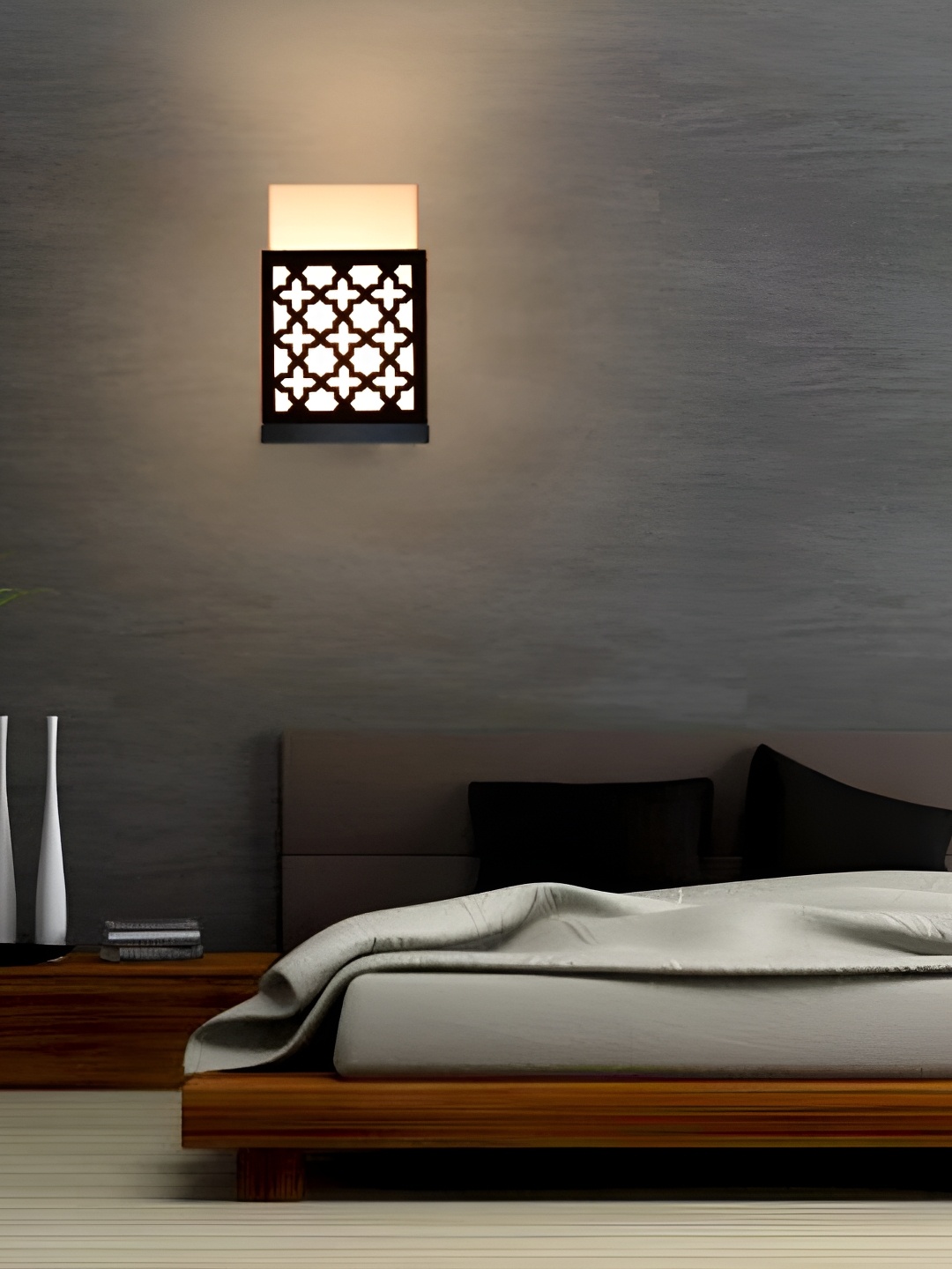 

Gojeeva Black Wooden Square Shaped Wall Lamp