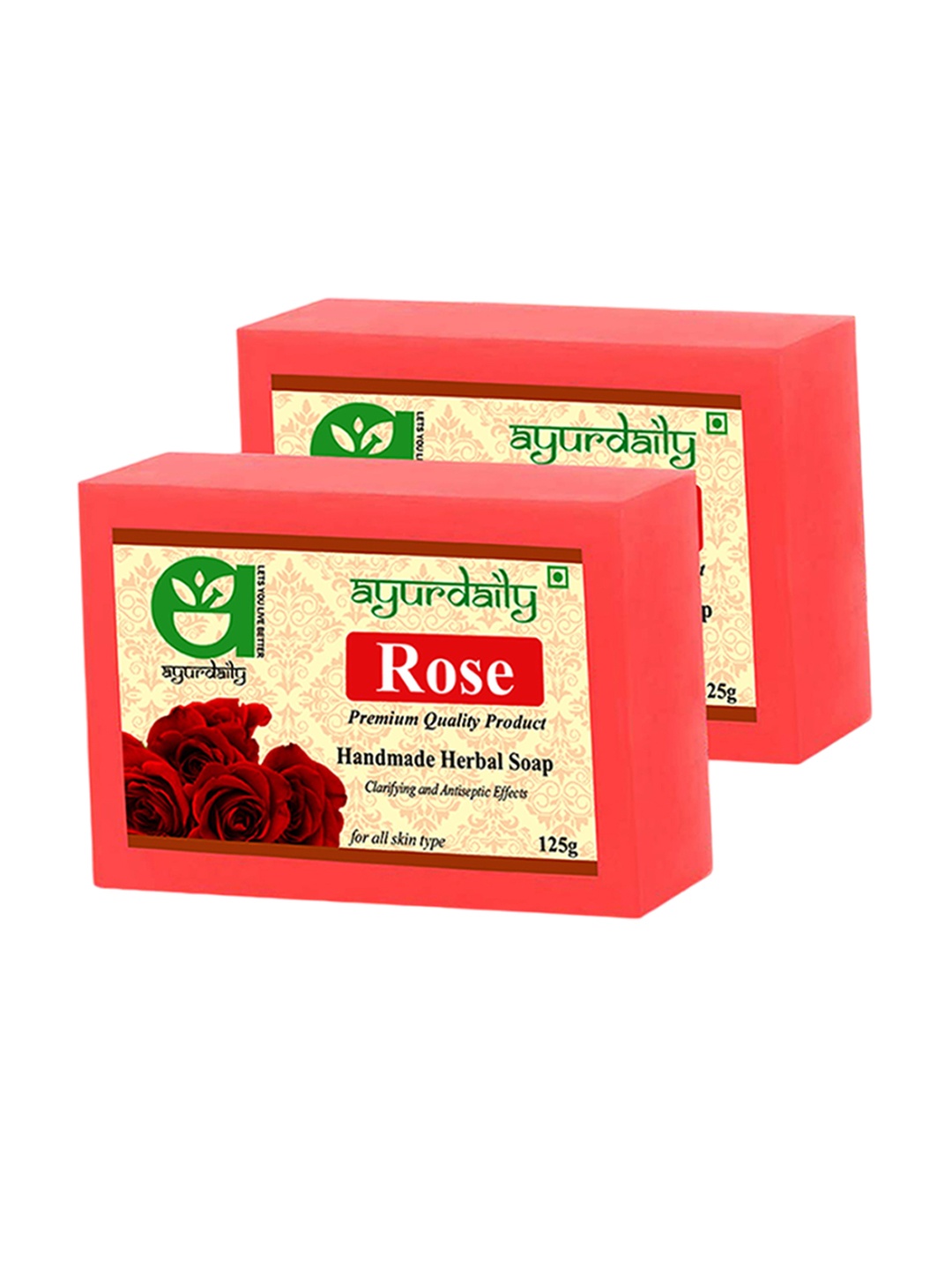 

Ayurdaily Set Of 2 Natural Rose Petals Herbal Soap - 125 g Each, Red