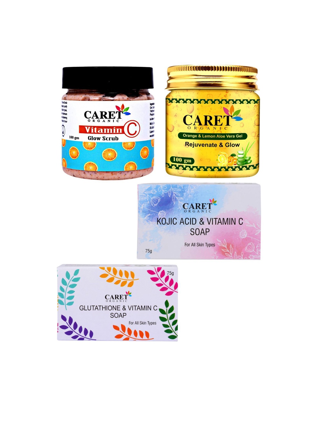 

CARET ORGANIC Set of 4 Bath and Body Combo, White