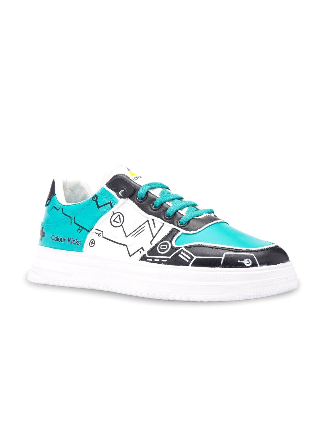 

Colour Kicks Men AGI Teal Blue Handpainted Mid-Top Sneakers