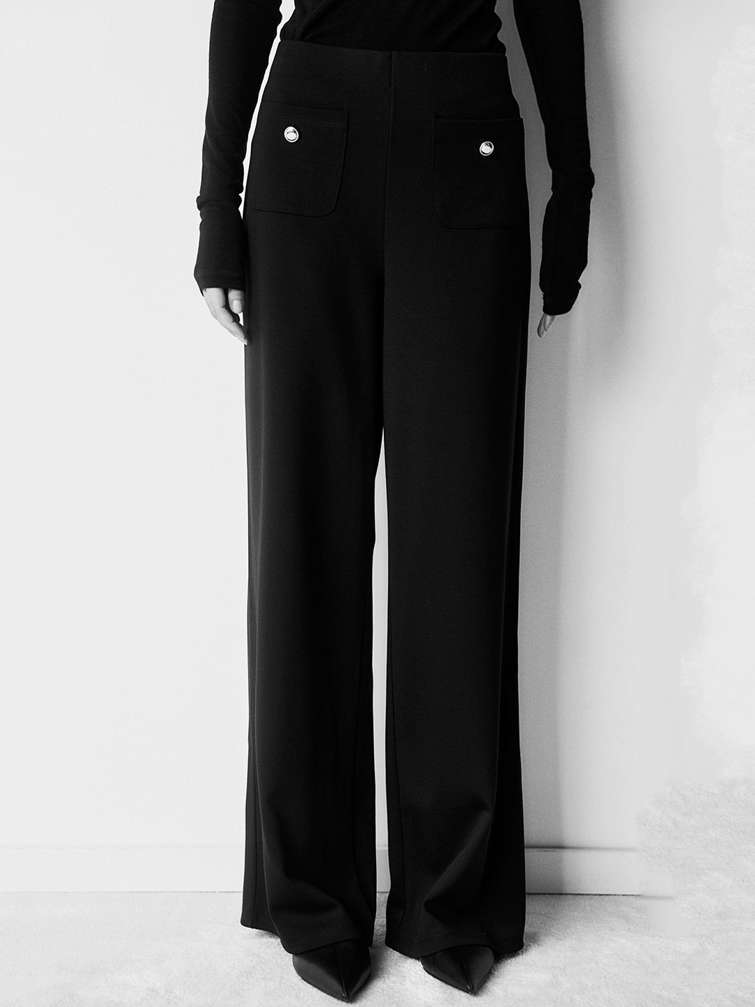 

H&M Wide Jersey Trouser, Black