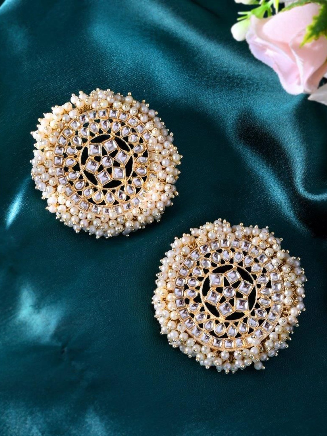 

VOJ Gold-Plated Stainless Steel Circular Pearls Studs