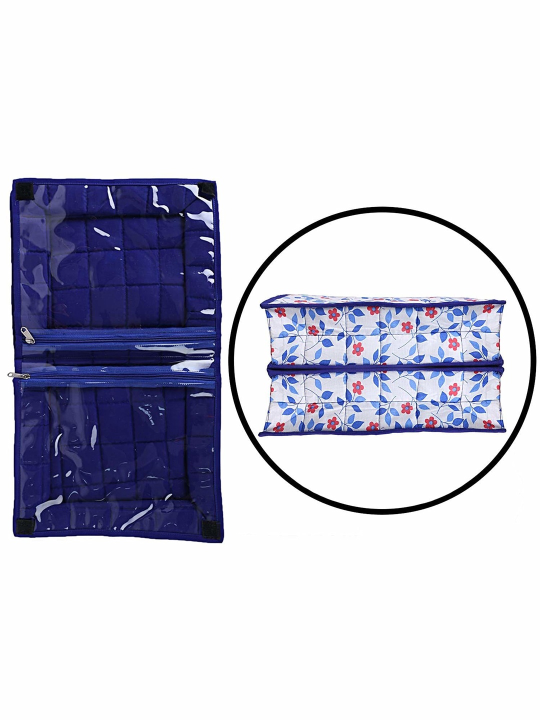 

Kuber Industries Blue Floral Printed Cotton Drawer Organiser