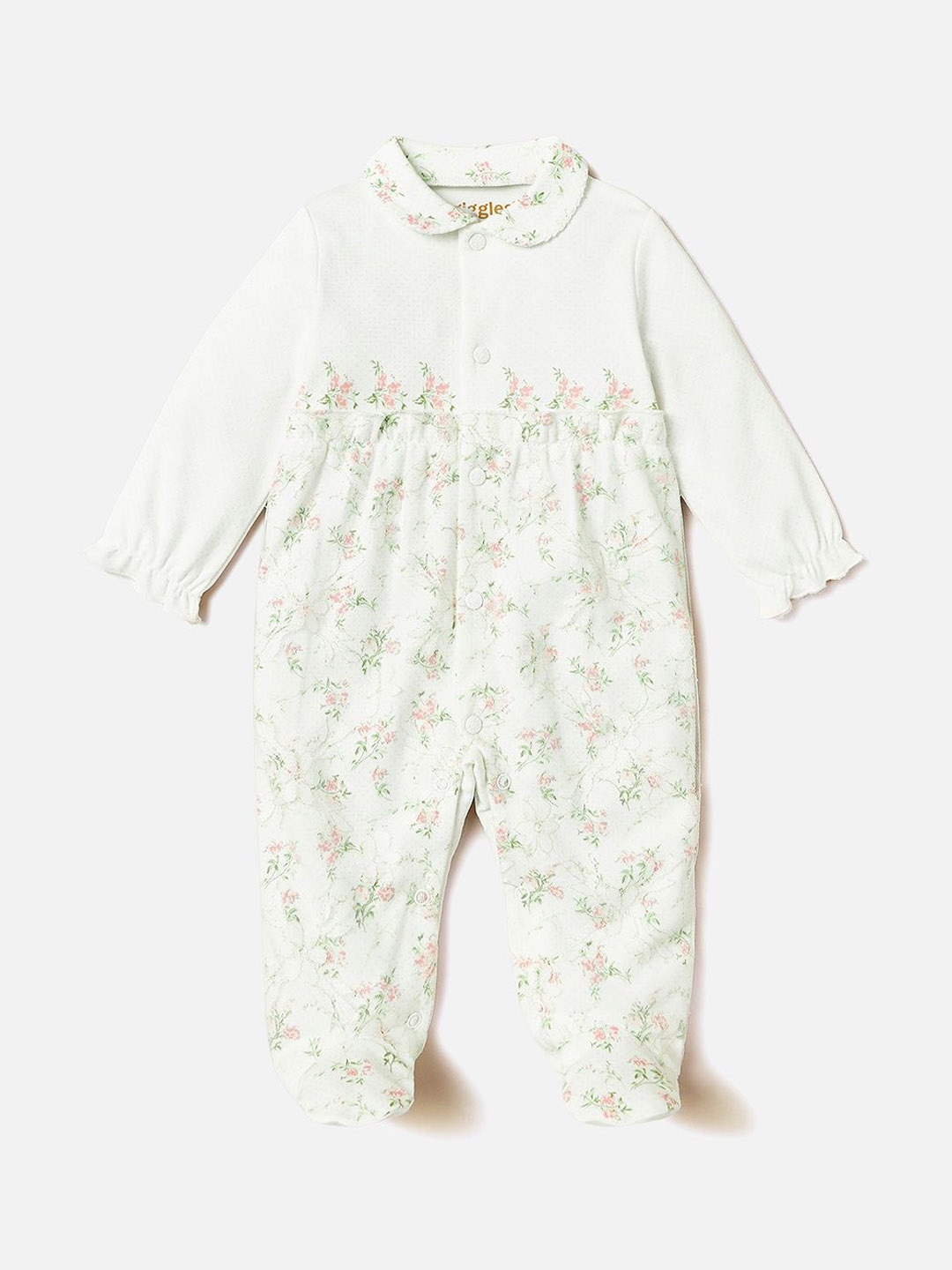 

Giggles by Babyshop Girls Printed Cotton Sleepsuit, Cream