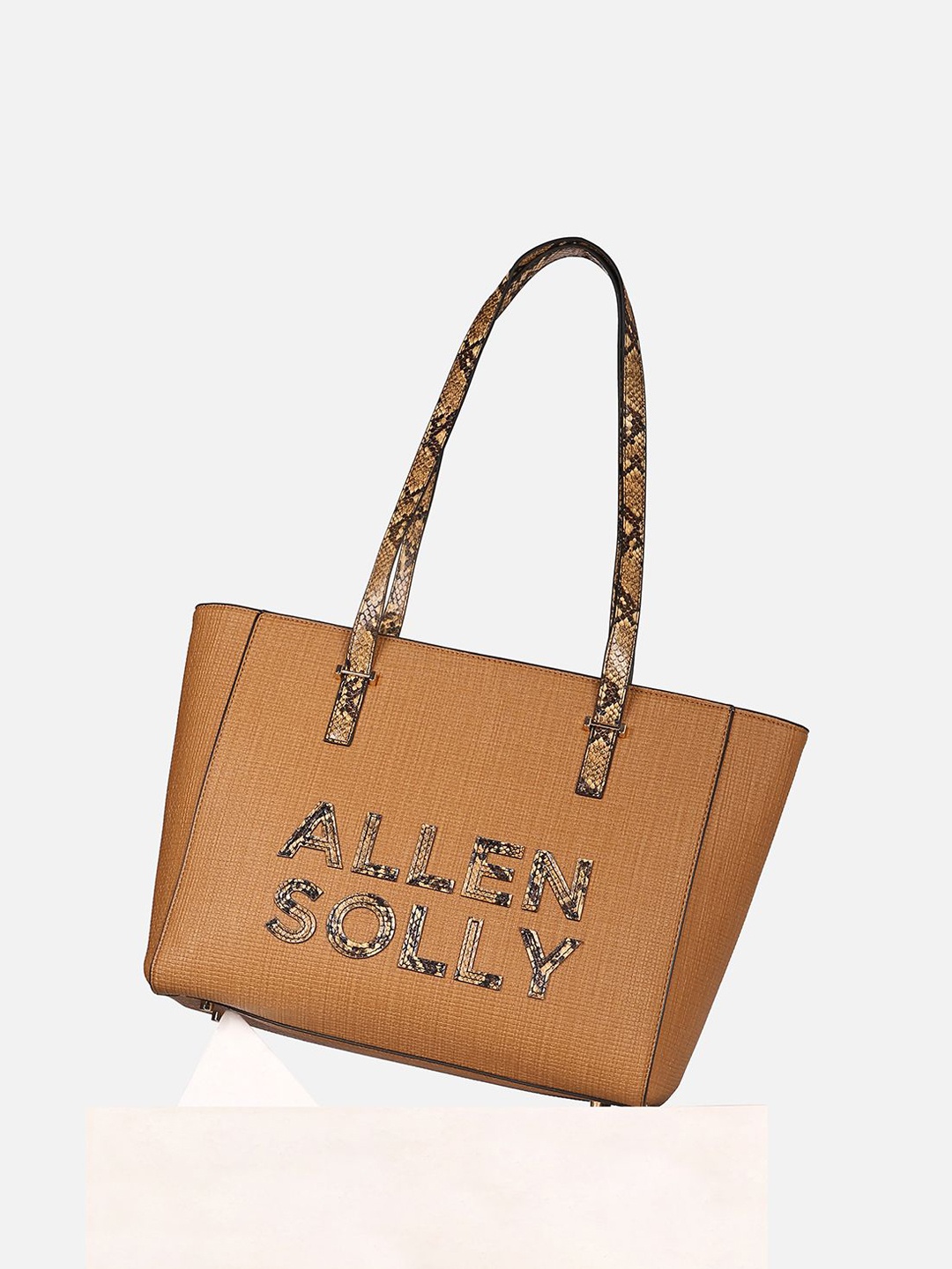 

Allen Solly Woman Brand Logo Printed Structured Shoulder Bag, Khaki