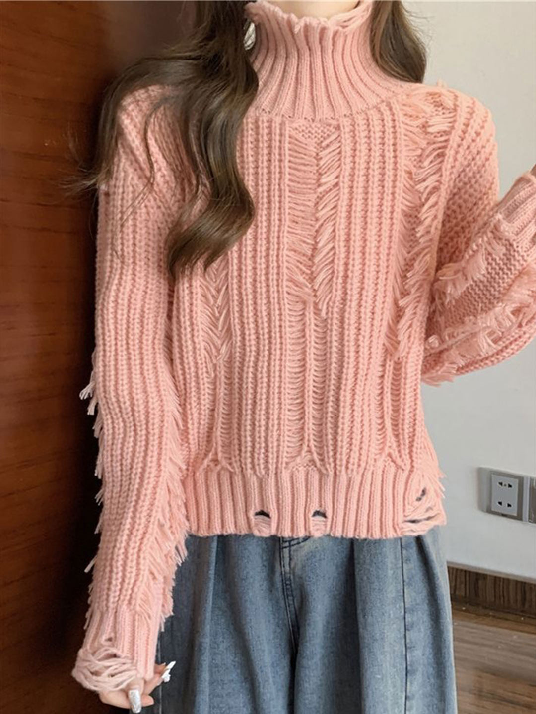 

LULU & SKY Women High Neck Long Sleeves Pullover, Pink