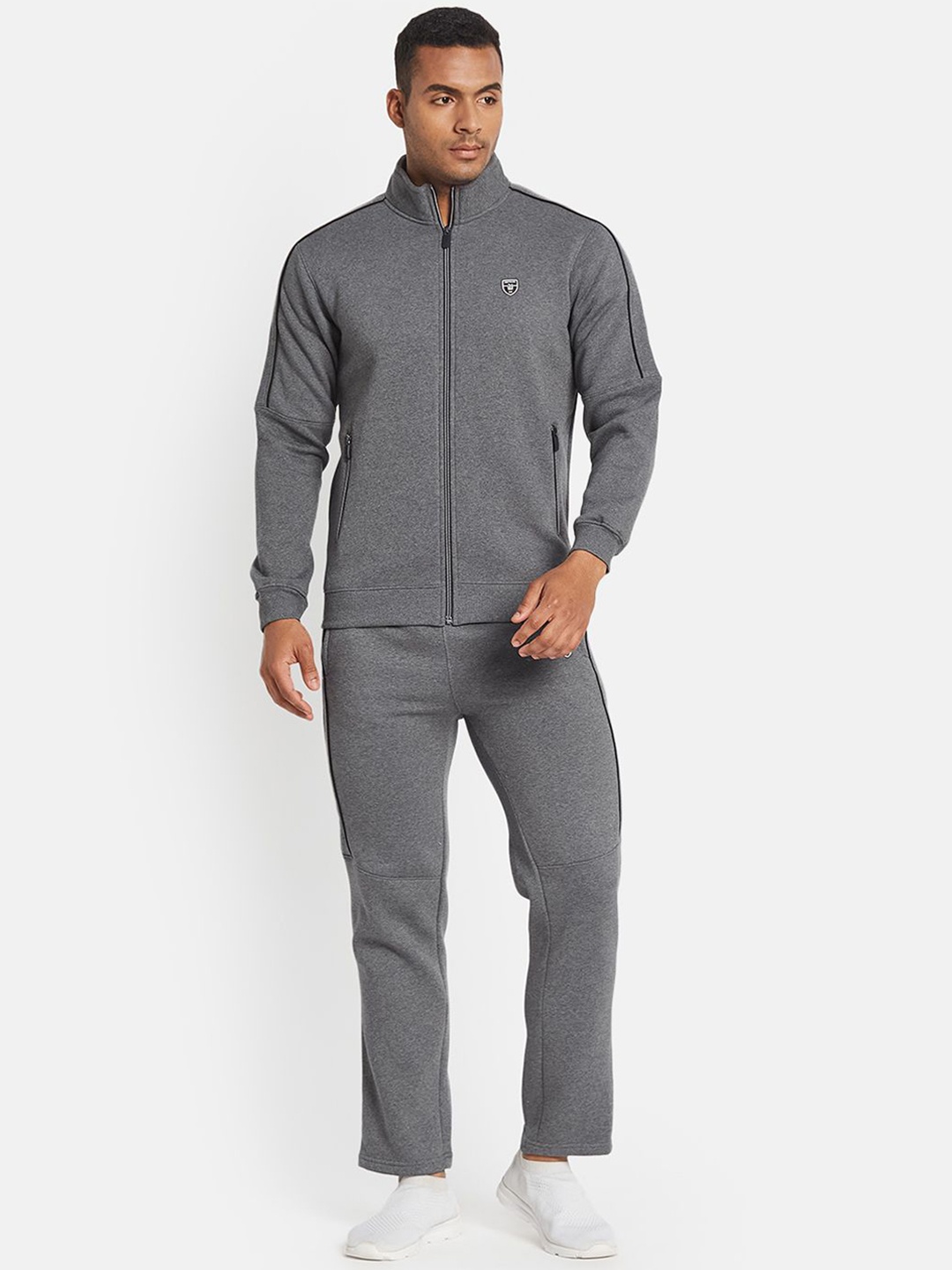 

Octave Men Mock Collar Mid Rise Tracksuits, Grey