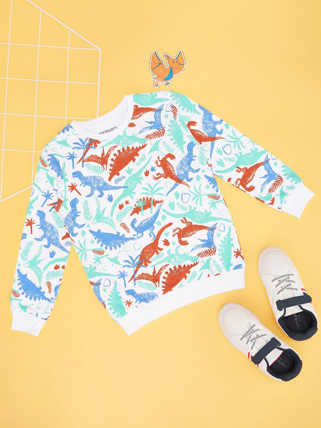 

Pantaloons Junior Boys Printed Cotton Pullover Sweatshirt, White