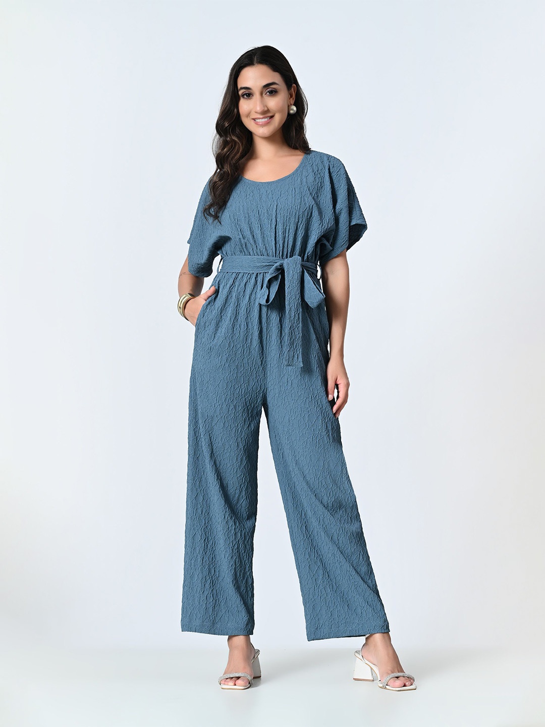 

BAESD Women Self Design Basic Jumpsuit, Blue