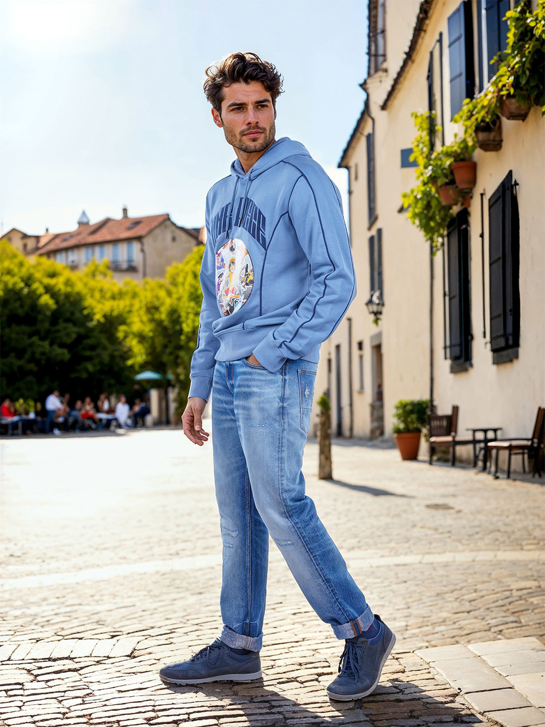 

Celio Men Graphic One Piece Printed Cotton Sweatshirt, Blue