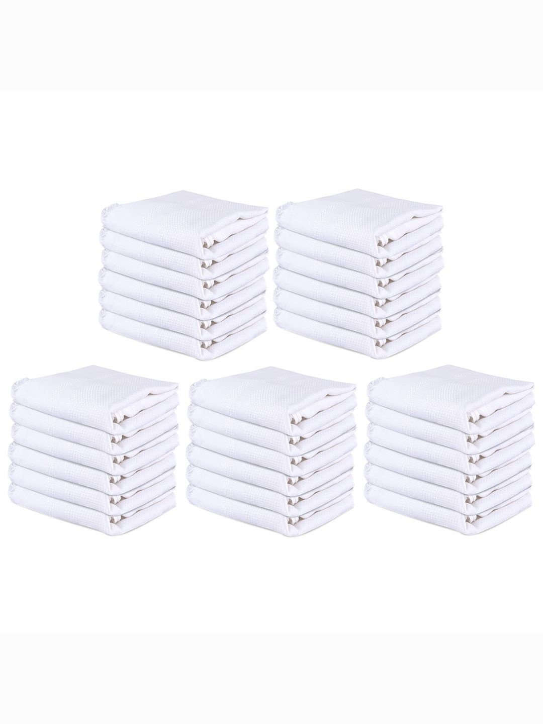 

Kuber Industries White 30 Pieces Cotton 210 GSM Face Towels
