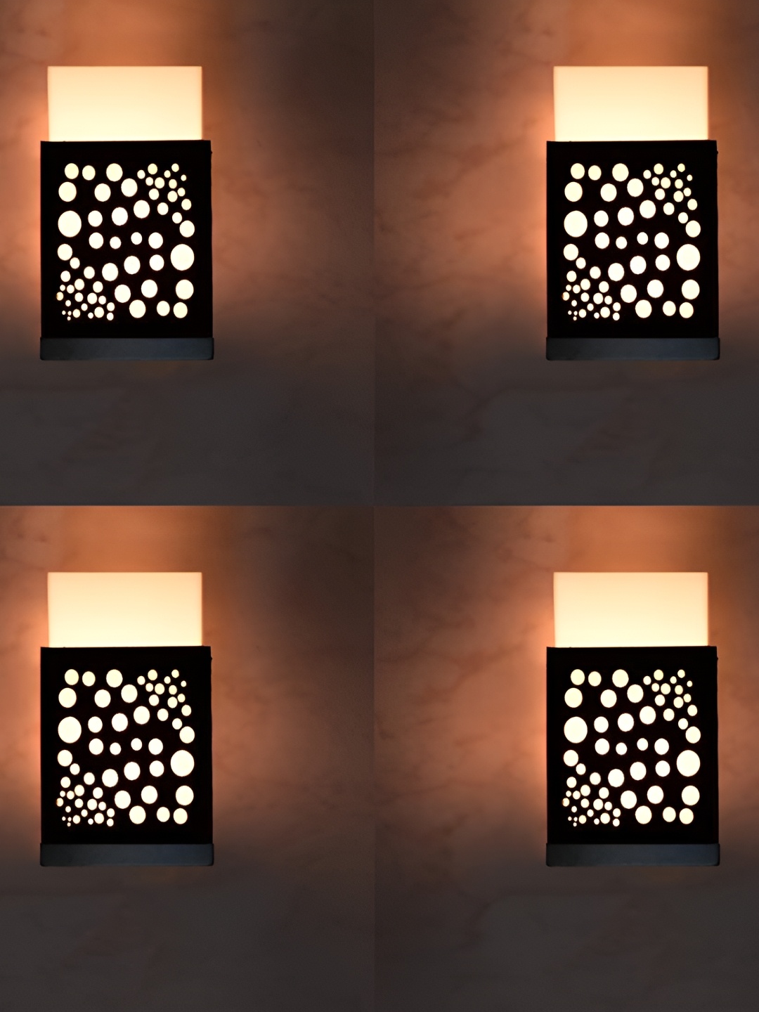 

Gojeeva Black 4 Pieces Wood Square Shaped Textured Contemporary Wall Lamp