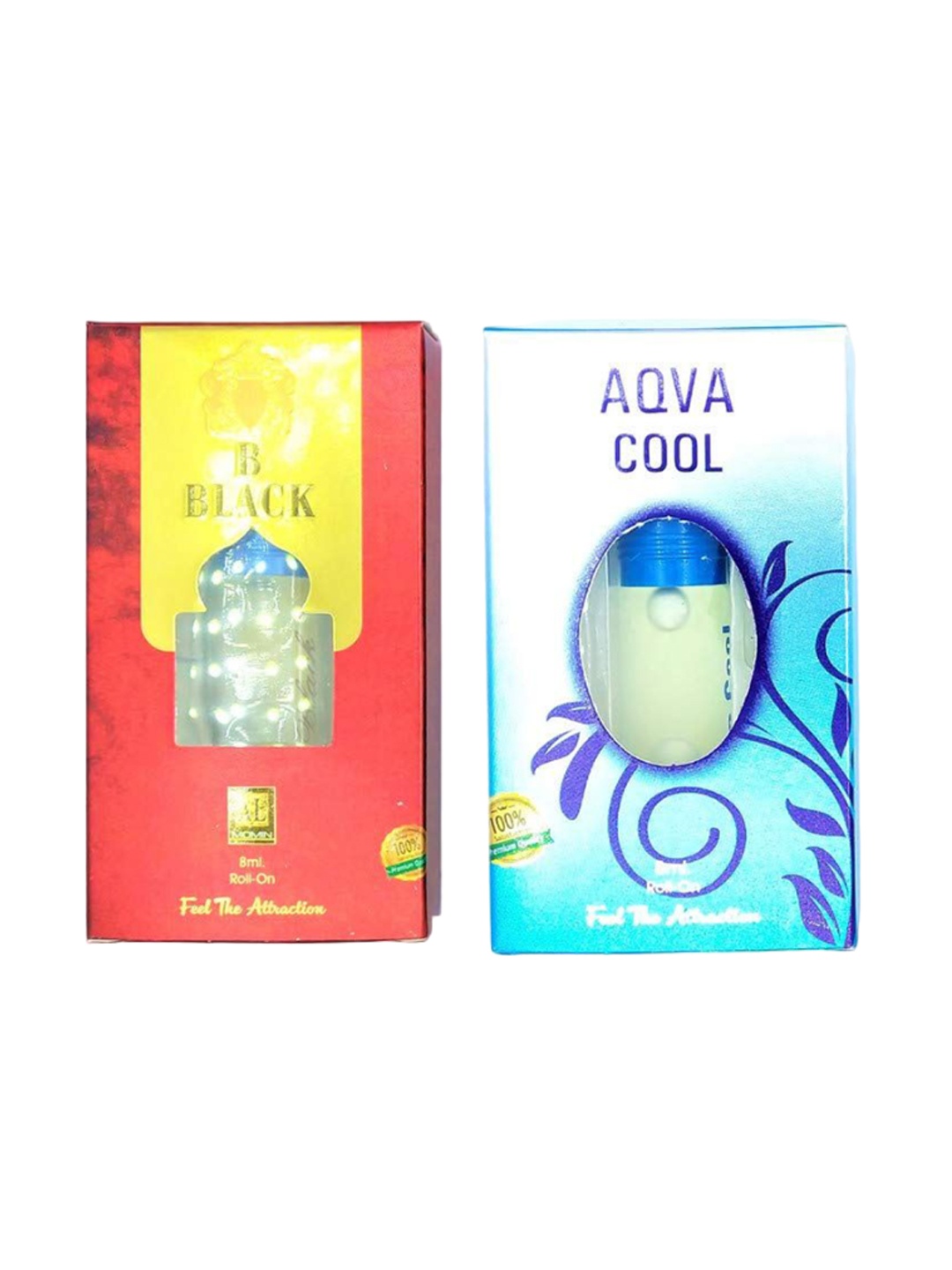 

RAVIOUR LIFESTYLE Feel The Attraction Set Of 2 B Black & Aqua Cool Attar - 8ml Each, Transparent