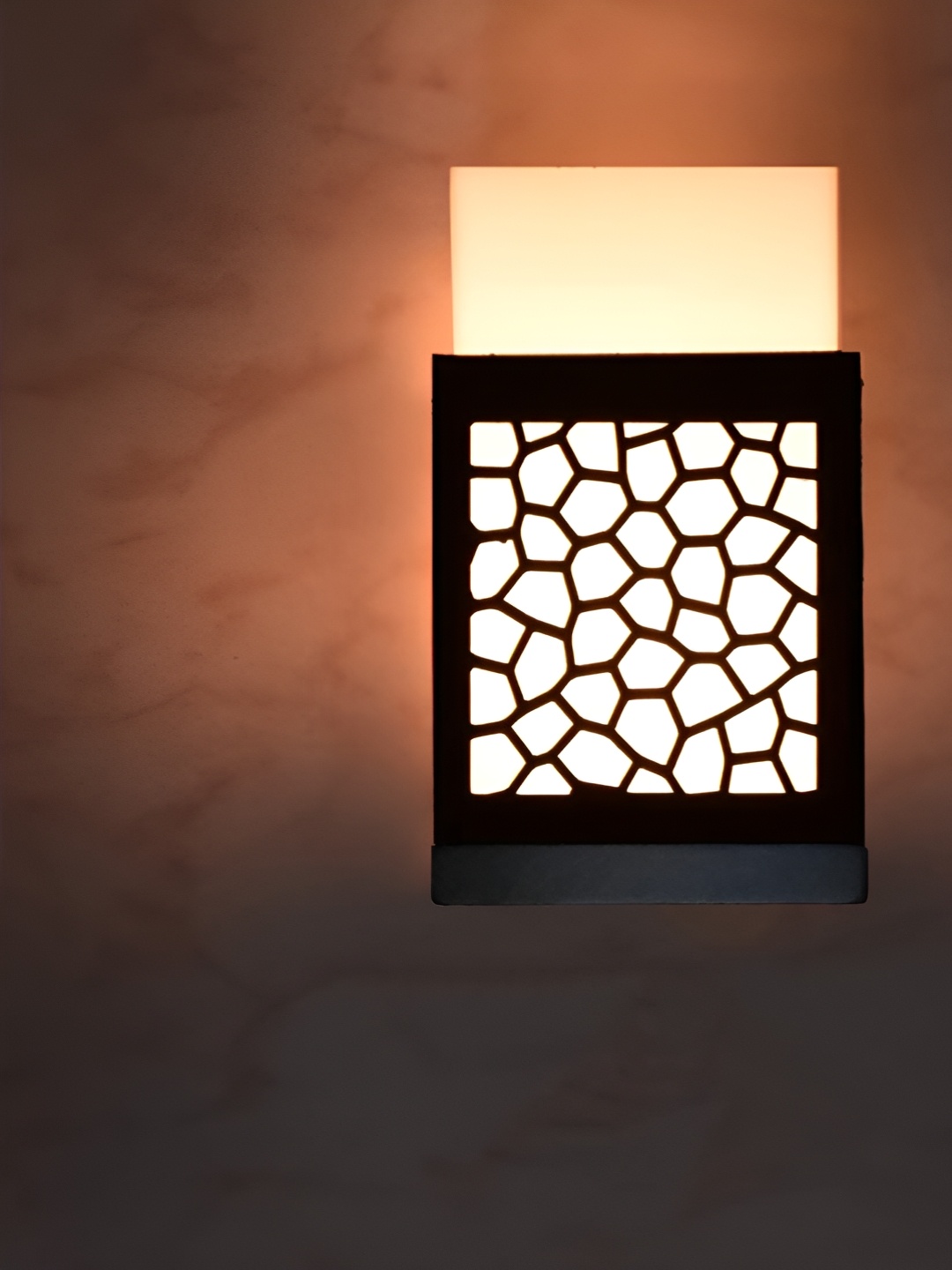 

Gojeeva Black Textured Wooden Square Shaped Wall Lamp