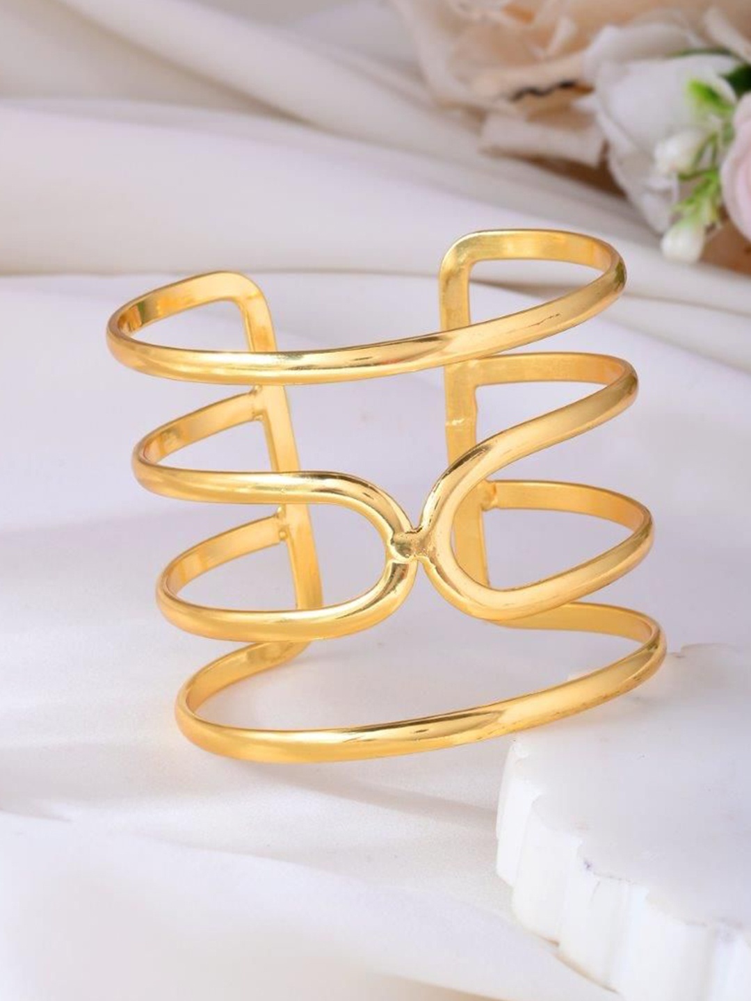 

VOJ Gold-Plated Stainless Steel Layered Kada Bracelet