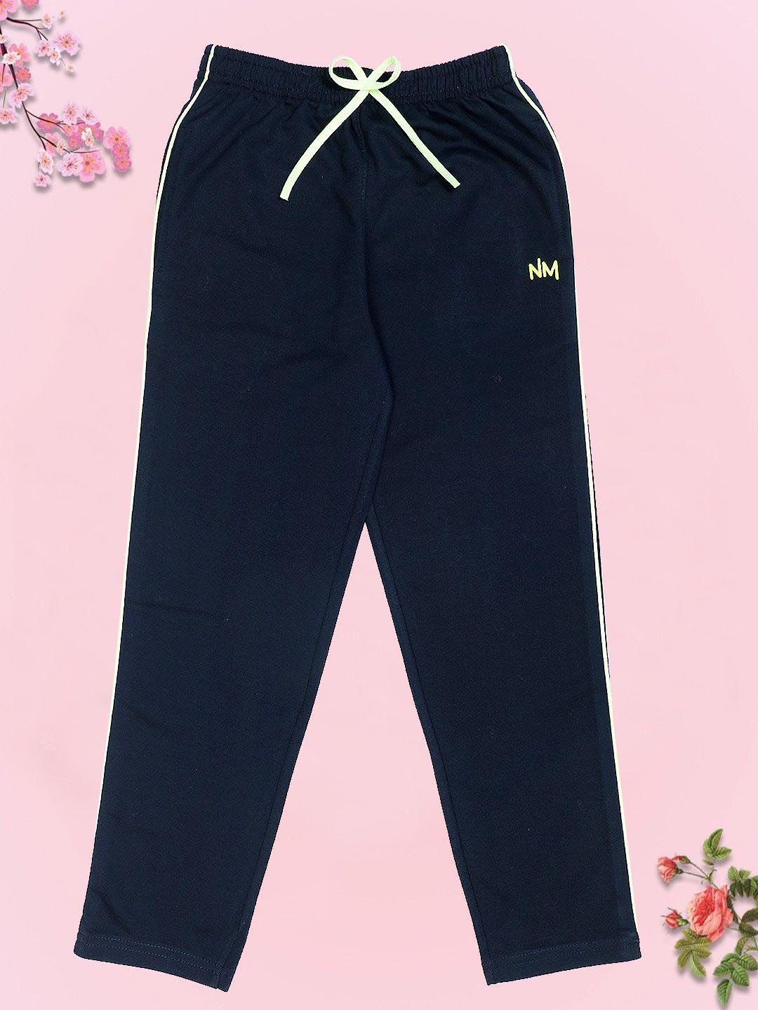 

PAMPOLINA Girls Cotton Mid-Rise Track Pants, Navy blue