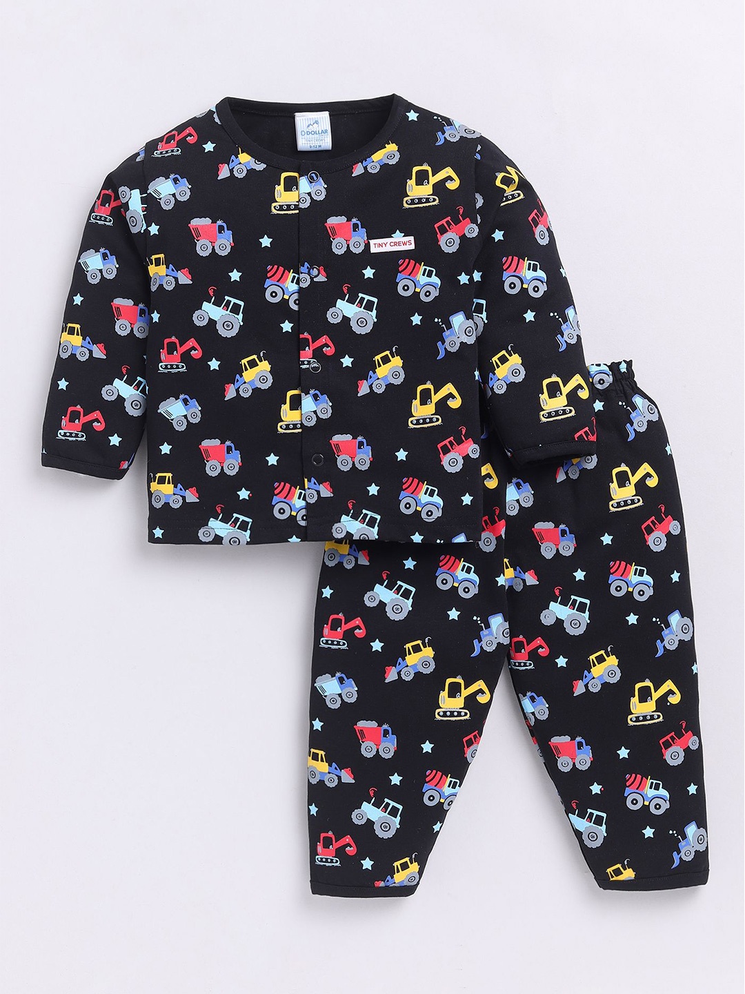 

Dollar Boys Printed Round Neck Long Sleeves Shirt With Trouser, Black