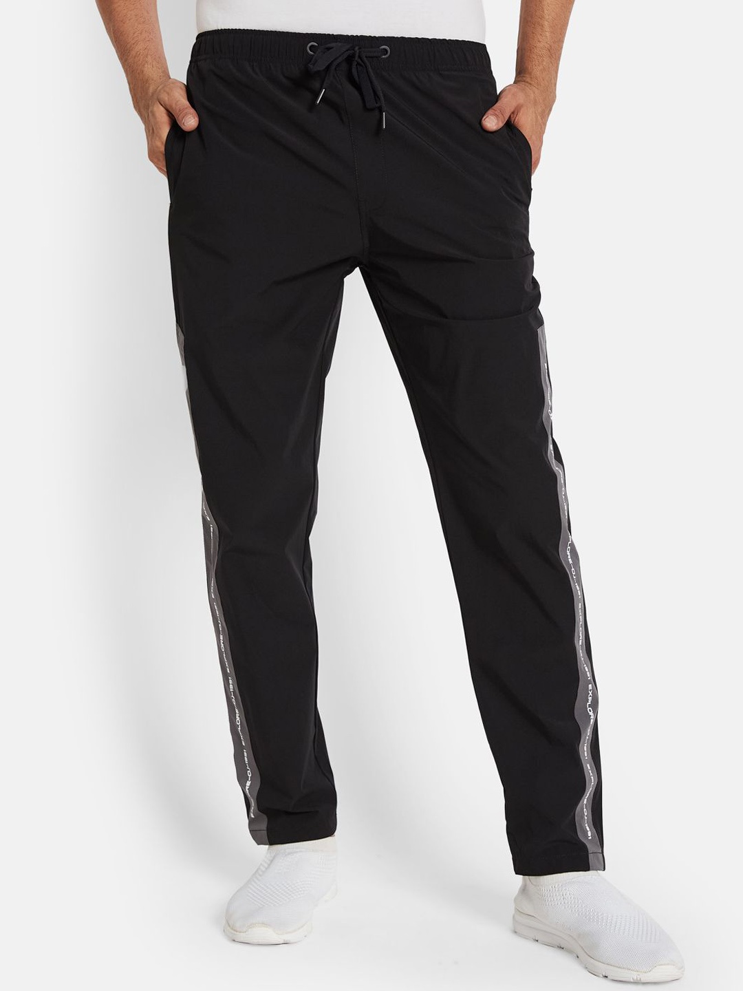 

Octave Men Cotton Regular Fit Mid-Rise Track Pants, Black