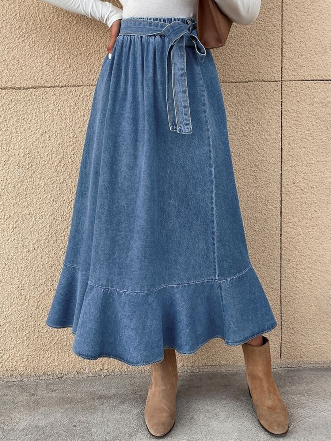 

LULU & SKY Women A-line Denim Skirt, Blue