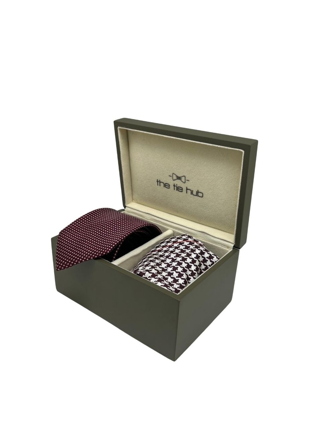 

The Tie Hub Men Necktie and Pocket Square Accessory Gift Set, Maroon