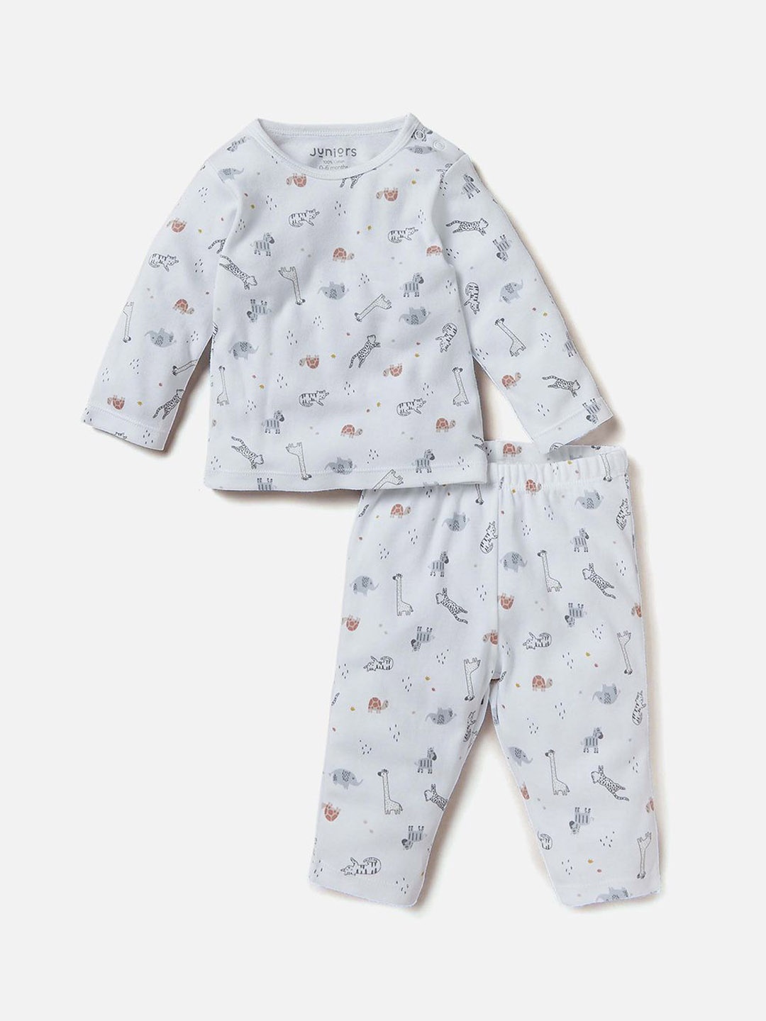 

Juniors by Babyshop Boys Conversational Pure Cotton Long Sleeves Nightsuits, White