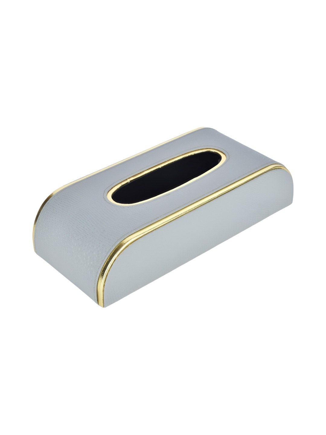 

Premsons Grey & Gold Toned Leather Tissue Holder