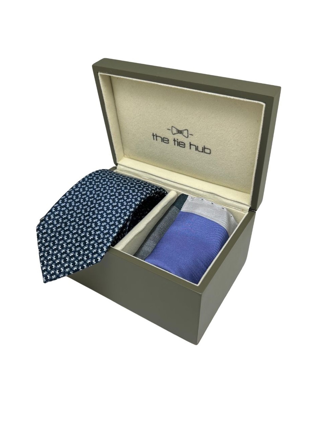 

The Tie Hub Men Tie, Cufflinks, Pocket Square Accessory Gift, Navy blue