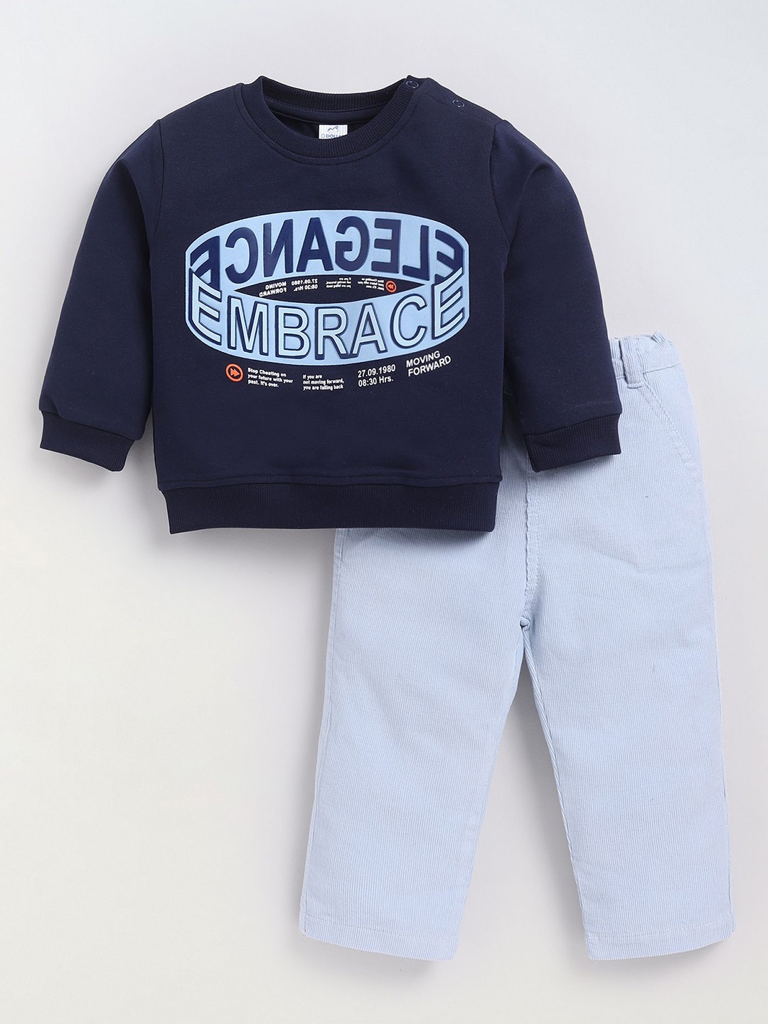 

Dollar Boys Printed Round Neck Long Sleeves Sweatshirt With Trouser, Navy blue