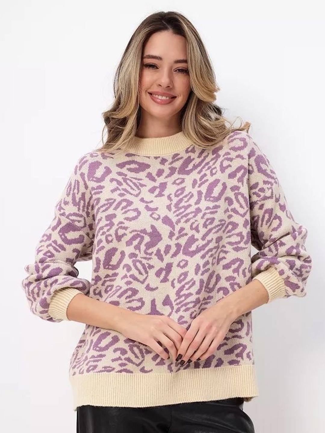 

LULU & SKY Women Printed Pullover Sweaters, Violet