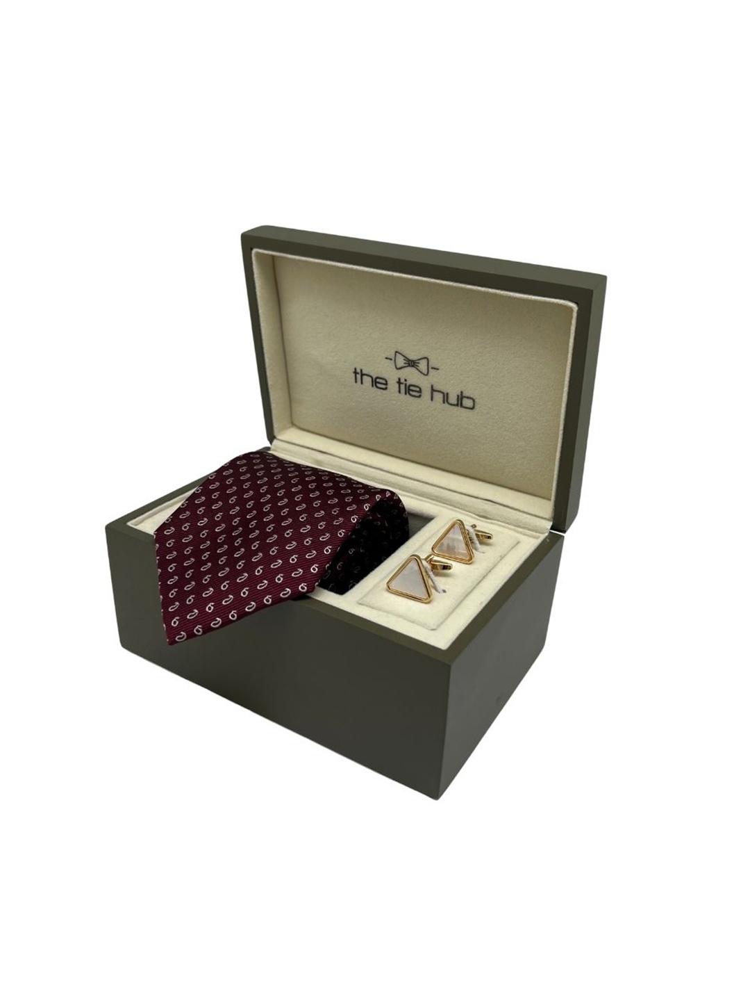 

The Tie Hub Men Tie, Cufflinks, Pocket Square Accessory Gift Set, Maroon